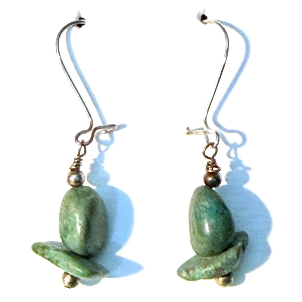 Handmade Turquoise Stone Drop Earrings Boho Artisan Jewelry Stephanie Aune